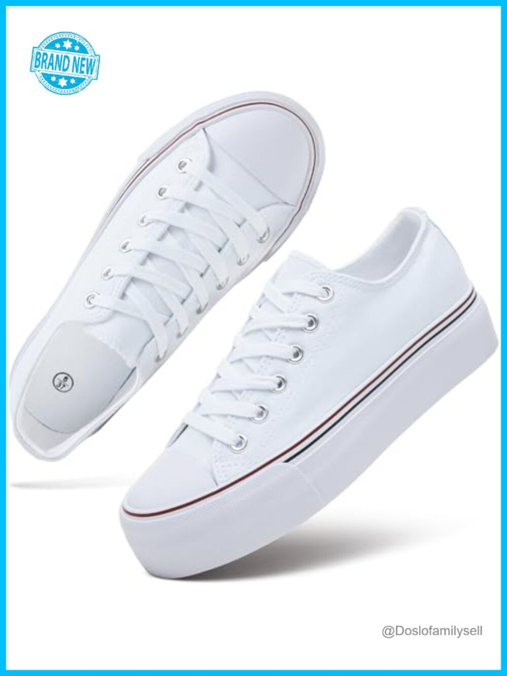 Platform Canvas Sneakers Lace-Up Tennis Shoes Comfortable Casual